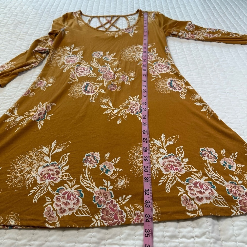 Mudd  fall Orange Floral Long Sleeve Dress - Picture 4 of 15